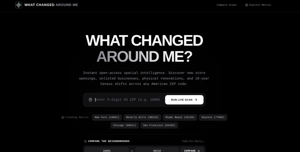 What Changed Around Me interface